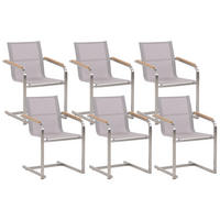GARTENSTUHL 6er-Set Edelstahl beige Cosoleto - Beige, Metall (56/85/55cm) - Beliani