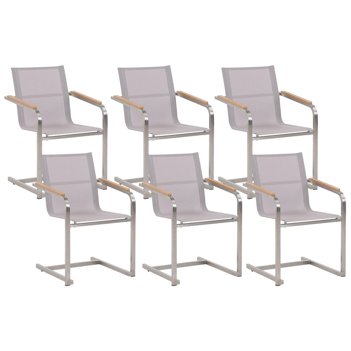 GARTENSTUHL 6er-Set Edelstahl beige Cosoleto - Beige, Metall (56/85/55cm) - Beliani