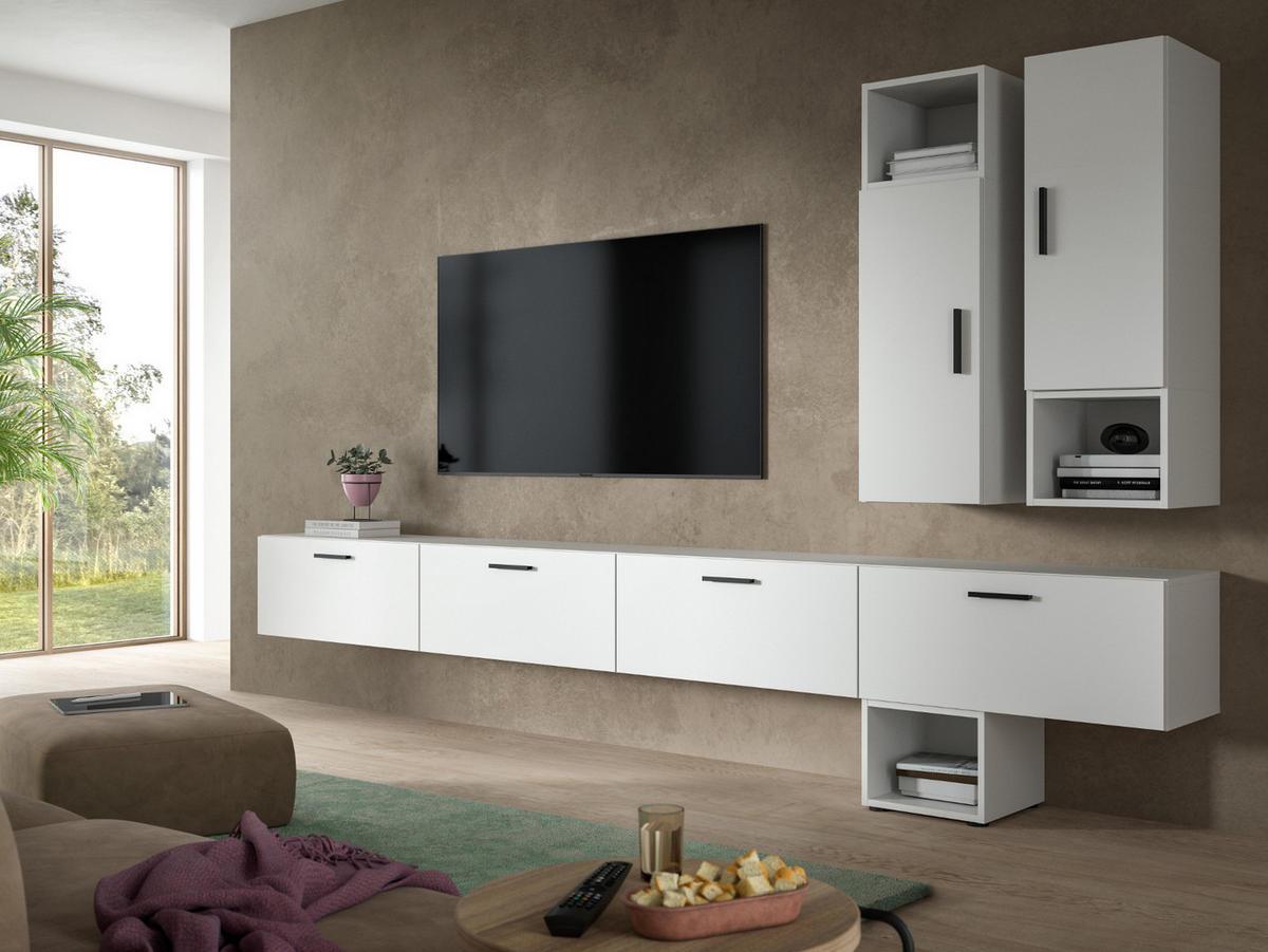 TV-LOWBOARD weiß 176 cm, TV Unterteil hängend / stehend - Schwarz/Weiß, Holzwerkstoff/Kunststoff (176/32/34cm) - Inn.Furn