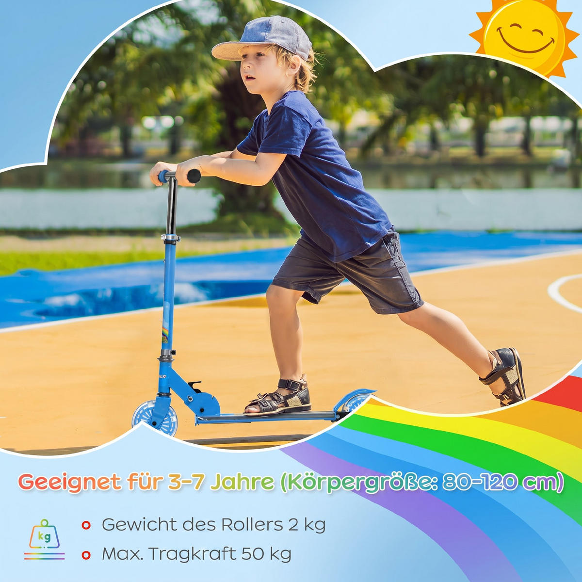 KINDERROLLER Metall Kunststoff Blau - Blau, Metall (67/32/78cm) - HOMCOM