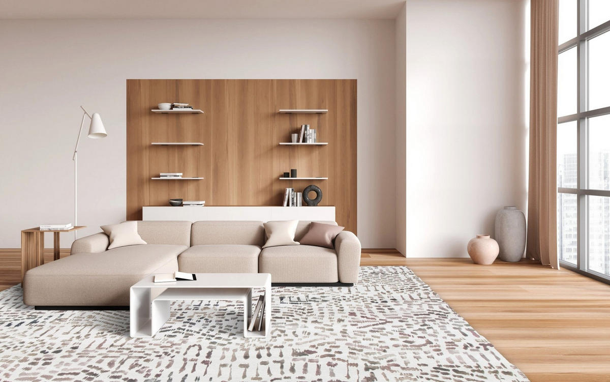 TEPPICH Design englische Naht grau - Grau, Textil (160/230cm) - AFK Living