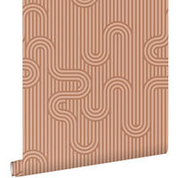 TAPETE grafische Linien 50 x 900 cm - Terracotta, Papier (50/900cm) - ESTAhome