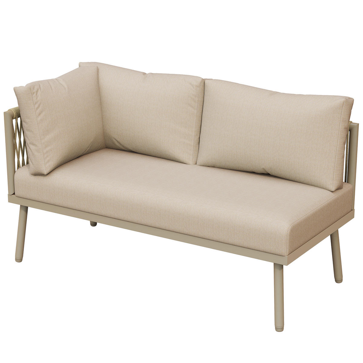 GARTENMÖBEL 120x60x72cm beige aus Eisen und mit Kissen - Beige, Metall - Modfu