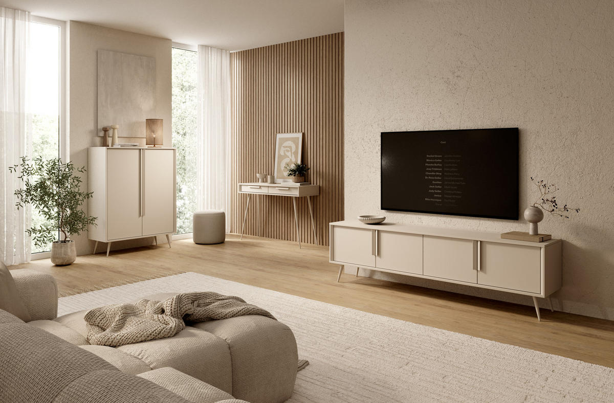 KOMMODE: Kaschmir, 96,7 x 125,6 x 40 cm - Kaschmir, Holzwerkstoff (96.7/125.6/40cm) - 3XE LIVING