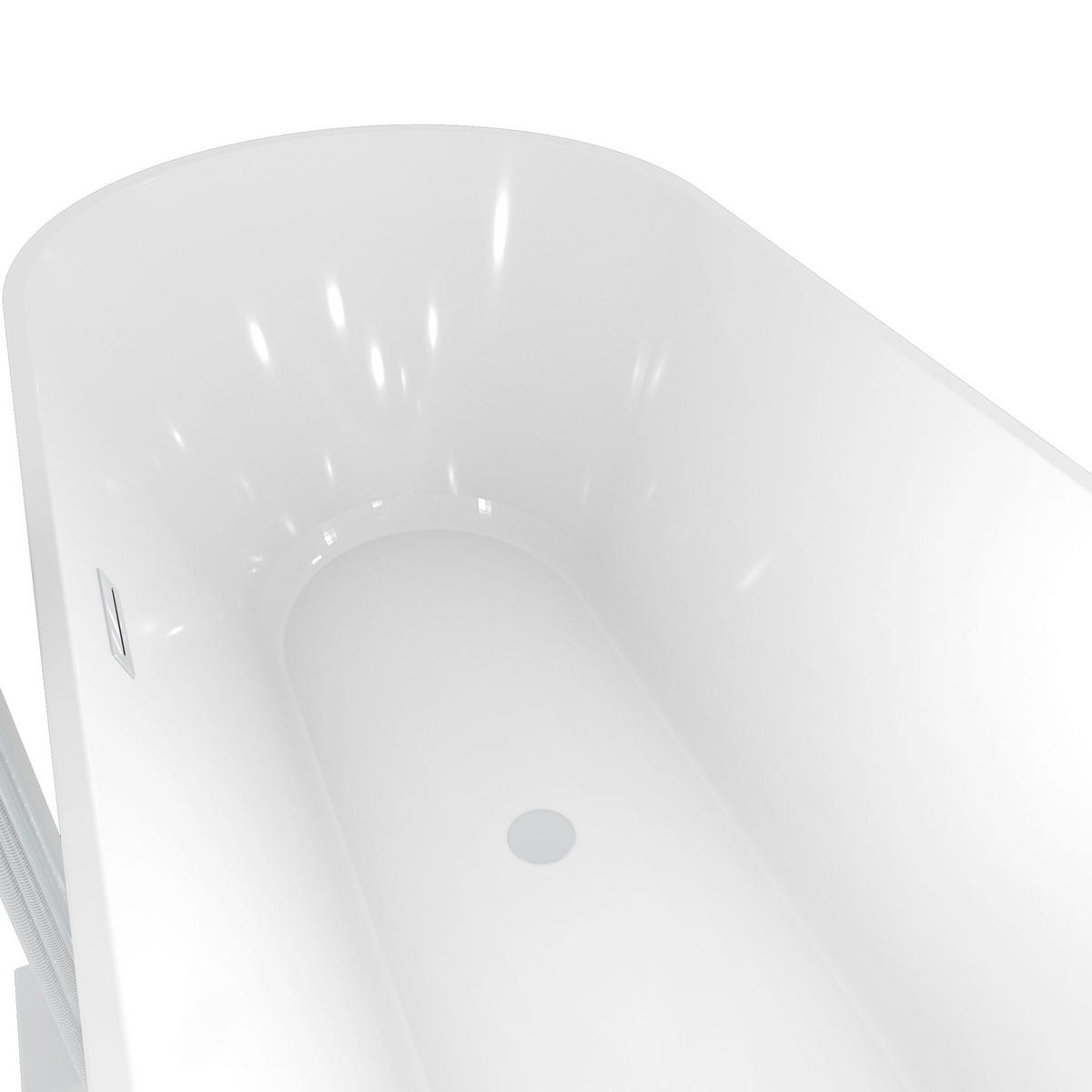 FREISTEHENDE Badewanne Wanne F01 170x80cm mit Armatur AF02 - Weiß, Glas/Kunststoff (80/58/170cm) - AcquaVapore by Sandra Jentho