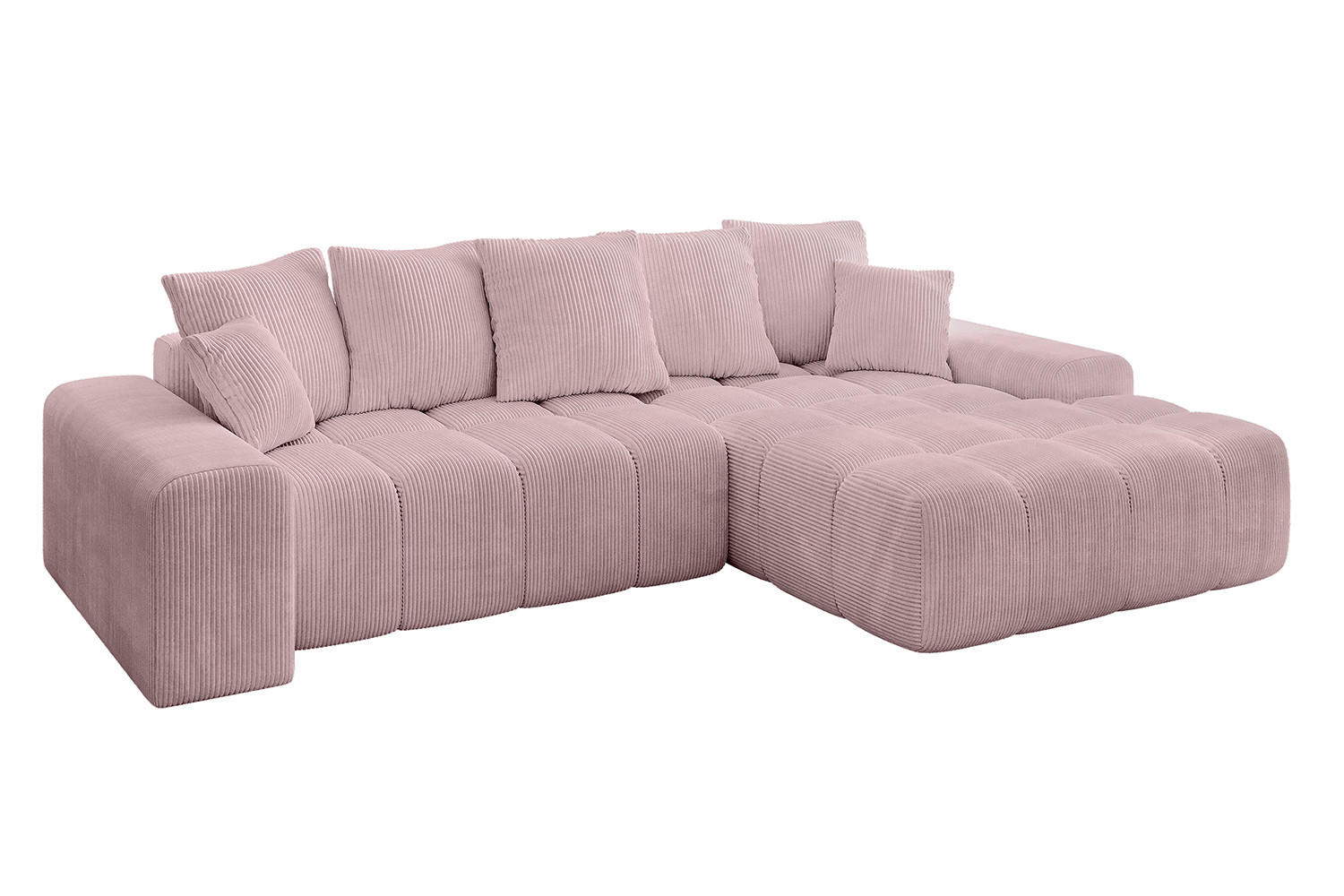 ECKSOFA Ottomane Rechts ENSI-L - 267x164x88 cm Rosa - Rosa, Holzwerkstoff/Kunststoff (164/267cm) - ALTDECOR