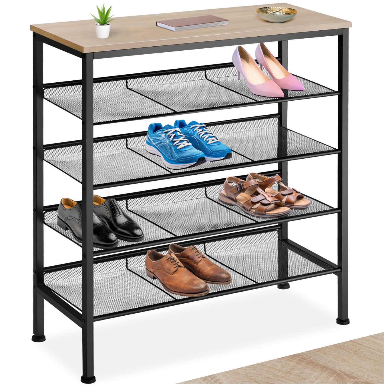 SCHUHREGAL Bournemouth,75,5 x 30,5 x 85,5 cm,Industrial Holz hell, Eiche Sonoma - Naturfarben, Holz (30.5/85.5/75.5cm) - tectake