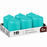 STUMPENKERZEN Ø4xH6 cm Türkis 6er-Pack - Türkis, Naturmaterialien (4/6cm)