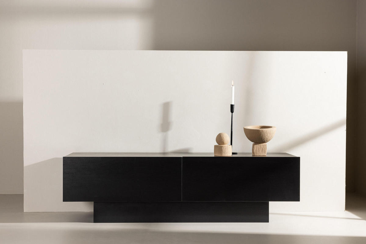 TV-LOWBOARD CUENCA Schwarz 160x47x45 cm - Schwarz, Holzwerkstoff (160/45/47cm) - FURNLUX