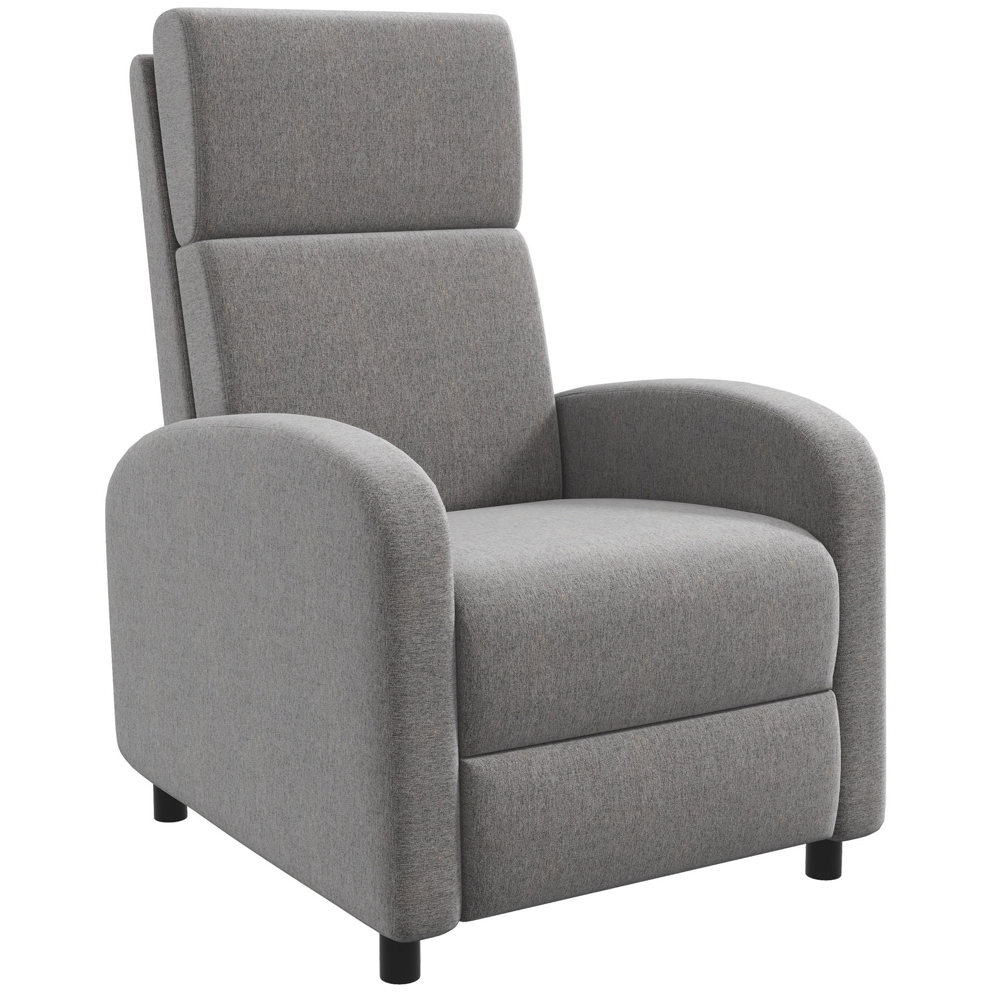 RELAXSESSEL gepolstert Fernsehsessel mit Liegefunktion bis 120 kg Belastbar Grau - Schwarz/Grau, Kunststoff/Textil (86/102/64cm) - HOMCOM