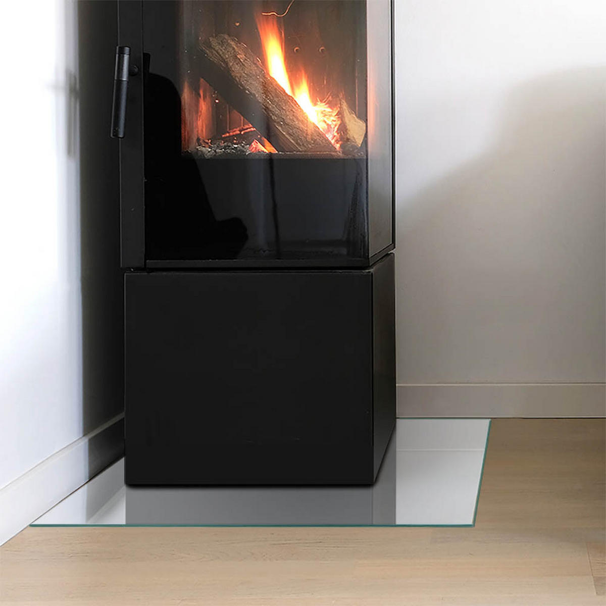 GLASPLATTE für Kamin 50 × 50 cm Grau - Grau, Glas (50/50/0.4cm) - ArtPrintCave