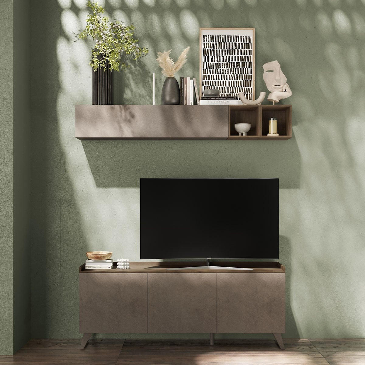TV-MÖBEL mit 3 Türen - Tray - 181/42/72 cm - Bronzefarben, Holzwerkstoff (42/72/181cm) - Calicosy