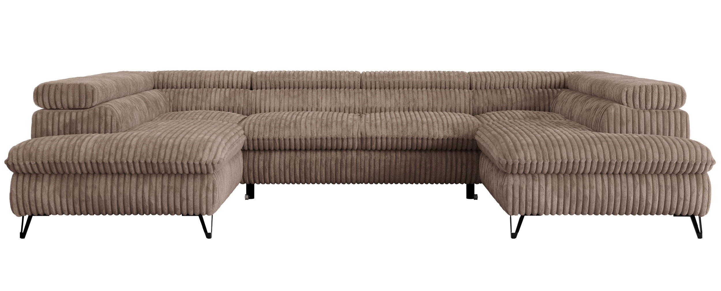 WOHNLANDSCHAFT PEDRO U Cord Braun - Schwarz/Braun, Textil/Metall (346/76/208cm) - MKS
