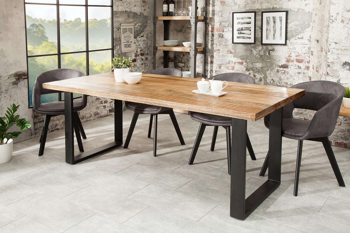 ESSTISCH IRON CRAFT Mango Natur 160 cm - Schwarz/Braun, Holz (90/160/77cm) - riess-ambiente