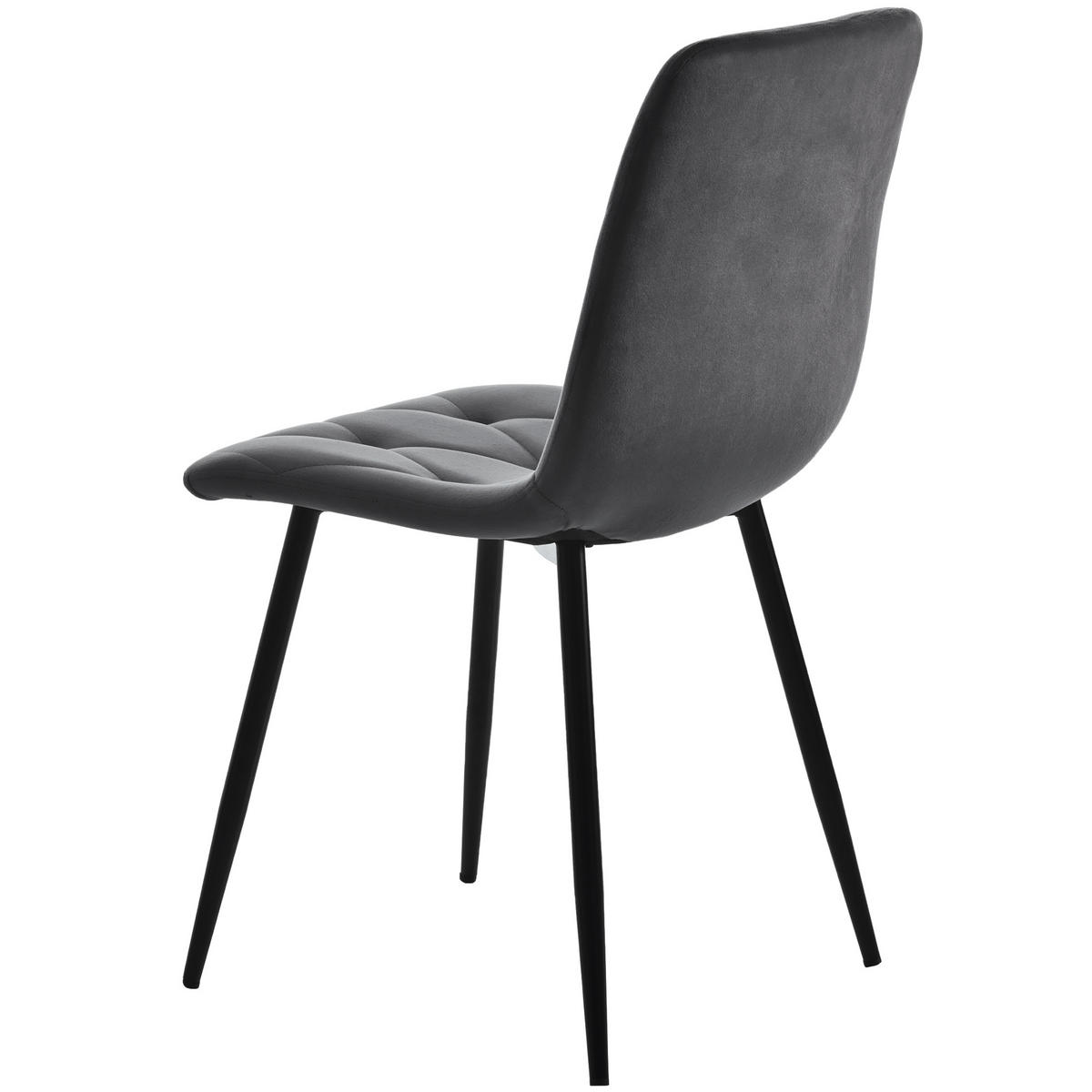 ESSZIMMERSTUHL 4-Tlg Dunkelgrau, Twill Samt, Metallbeine - Grau, Textil (45/86/40cm) - FLIEKS