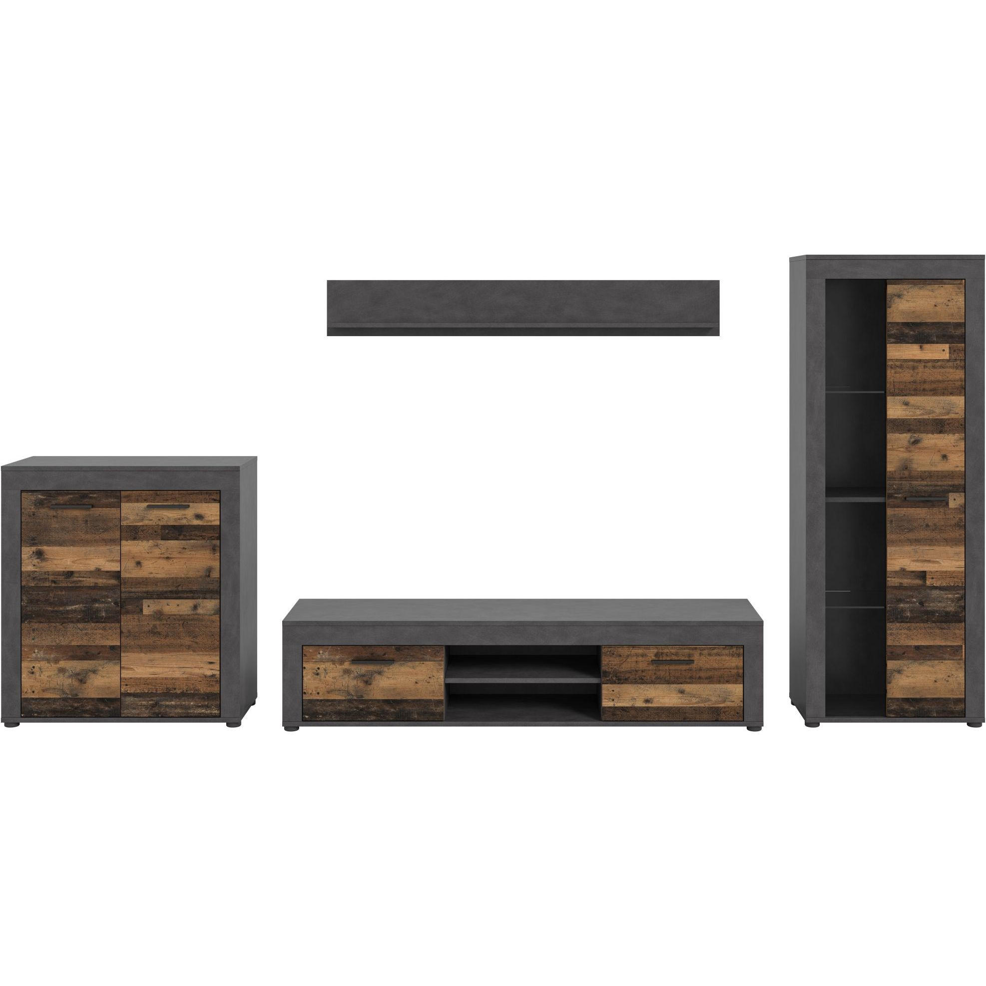 WOHNWAND Jam 35/159/330 cm - Grau, Holzwerkstoff (159/330/35cm) - Xonox