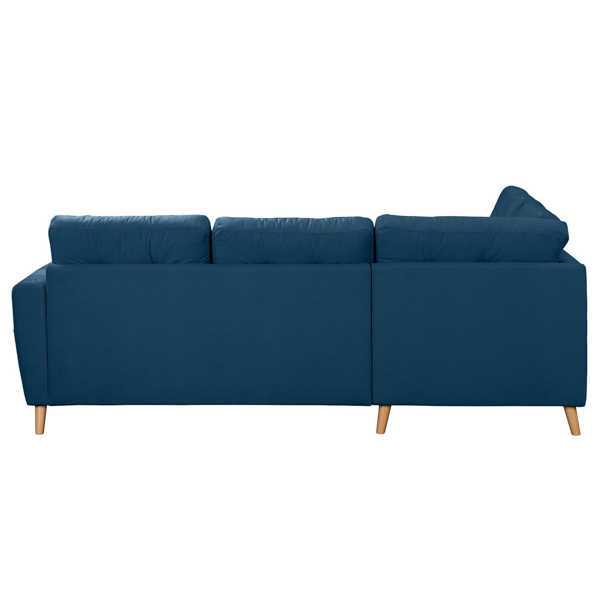 ECKSOFA mit Ottomane - Blau/Braun, Holz/Textil (230/200cm) - home24