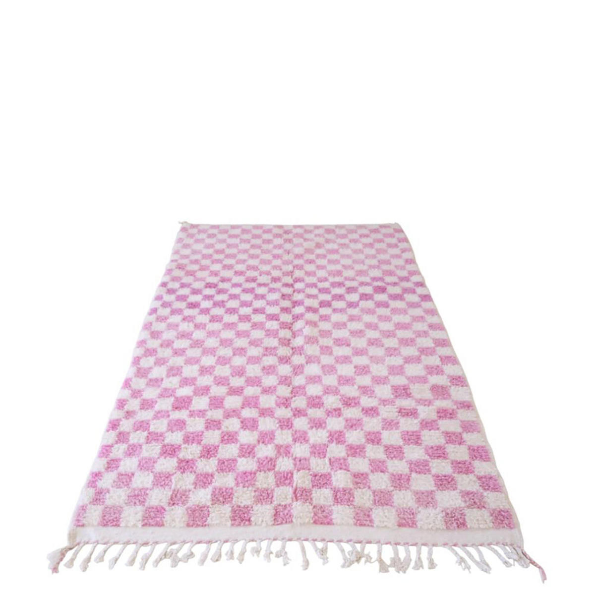 BERBERTEPPICH mit Karomuster aus Wolle 200x 300 cm - Pink, Naturmaterialien (200/300cm) - AFK Living