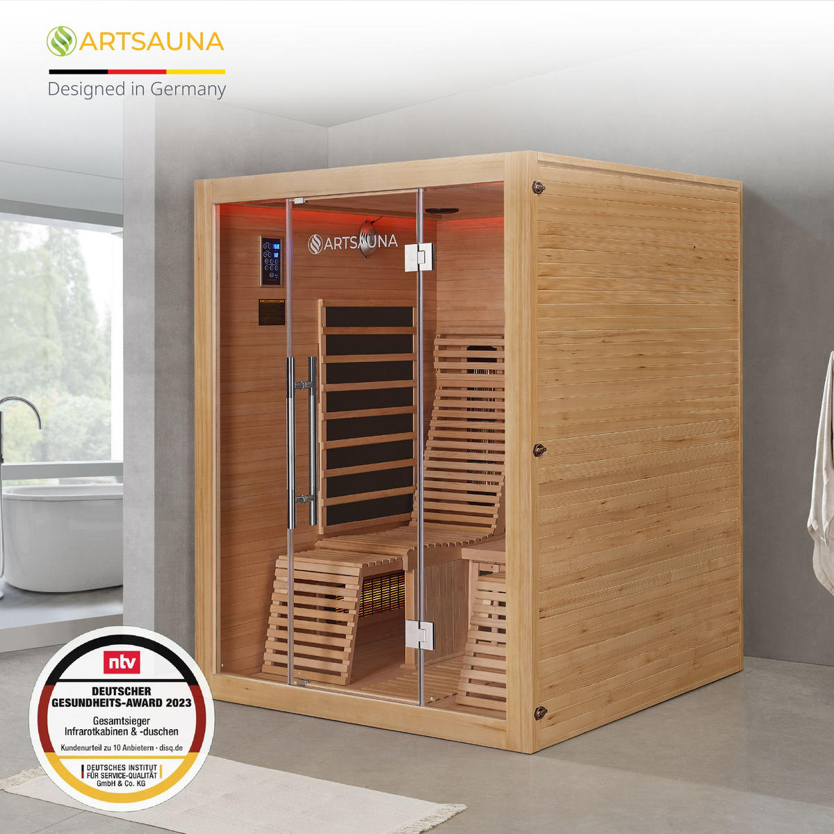 INFRAROTKABINE Helsinki 150 mit Dual-Technologie & Hemlockholz - Naturfarben, Holz (150/190/150cm) - Artsauna