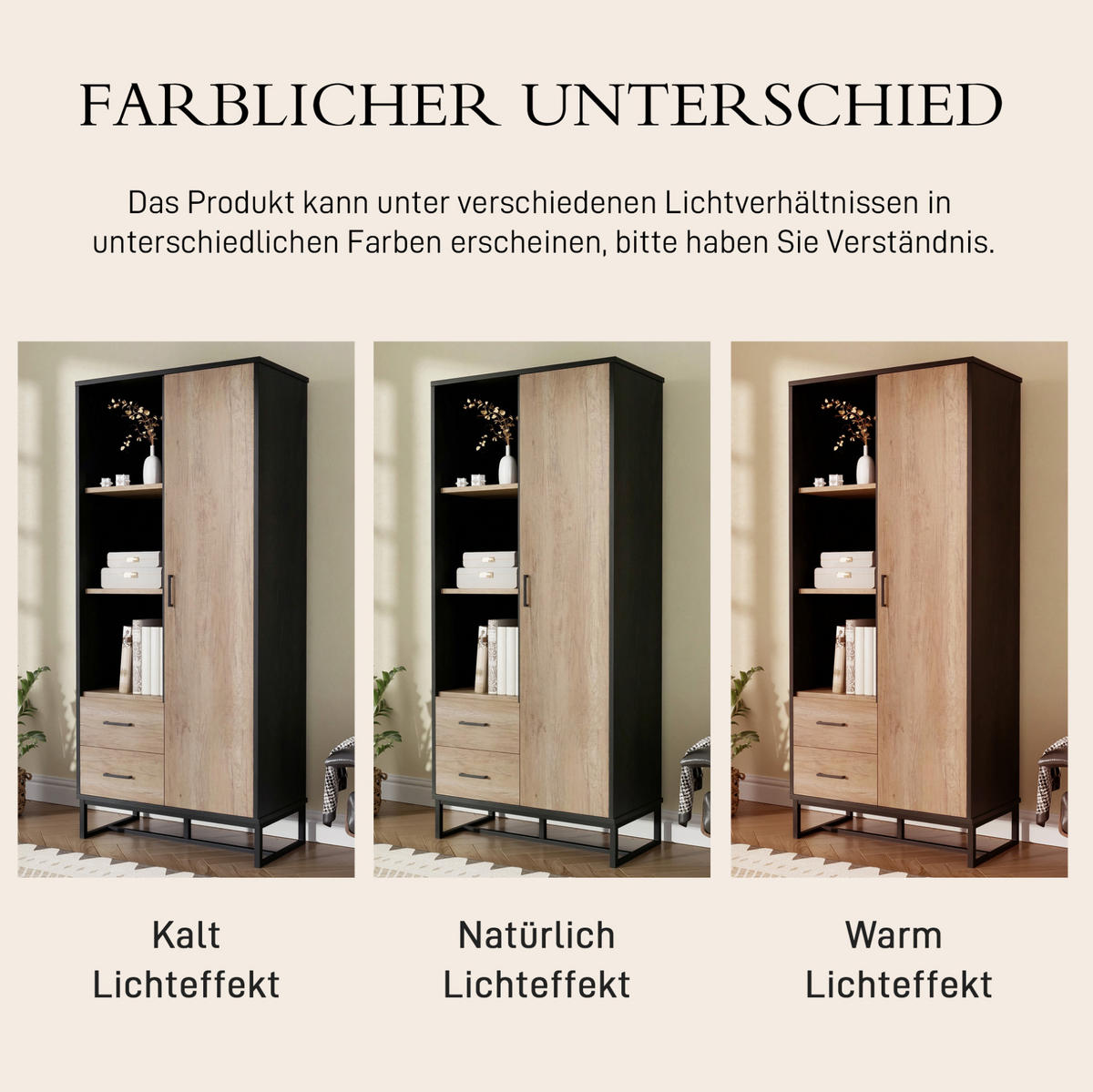 HIGHBOARD mit Schubladen 80/40/180 cm in Holzoptik und Schwarz - Schwarz, Holzwerkstoff (80/180/40cm) - BEAOK