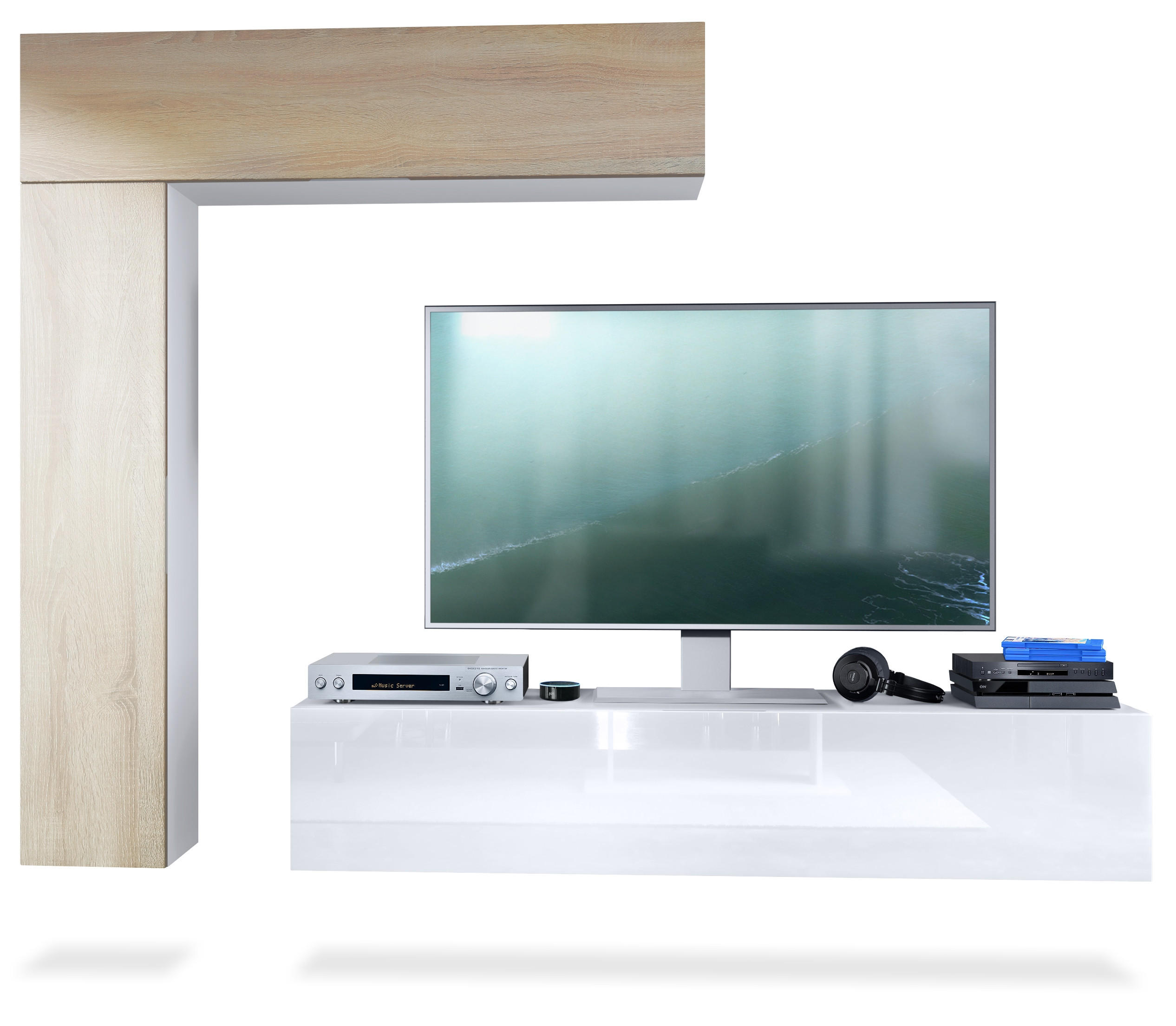 Vladon Wohnwand Eiche San Remo 320x182x39 cm