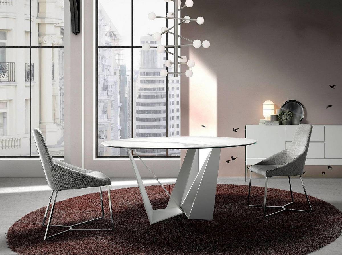 STUHL aus grauem Stoff - Chromfarben/Edelstahlfarben, Textil/Metall (50/91/61cm) - ANGEL CERDA