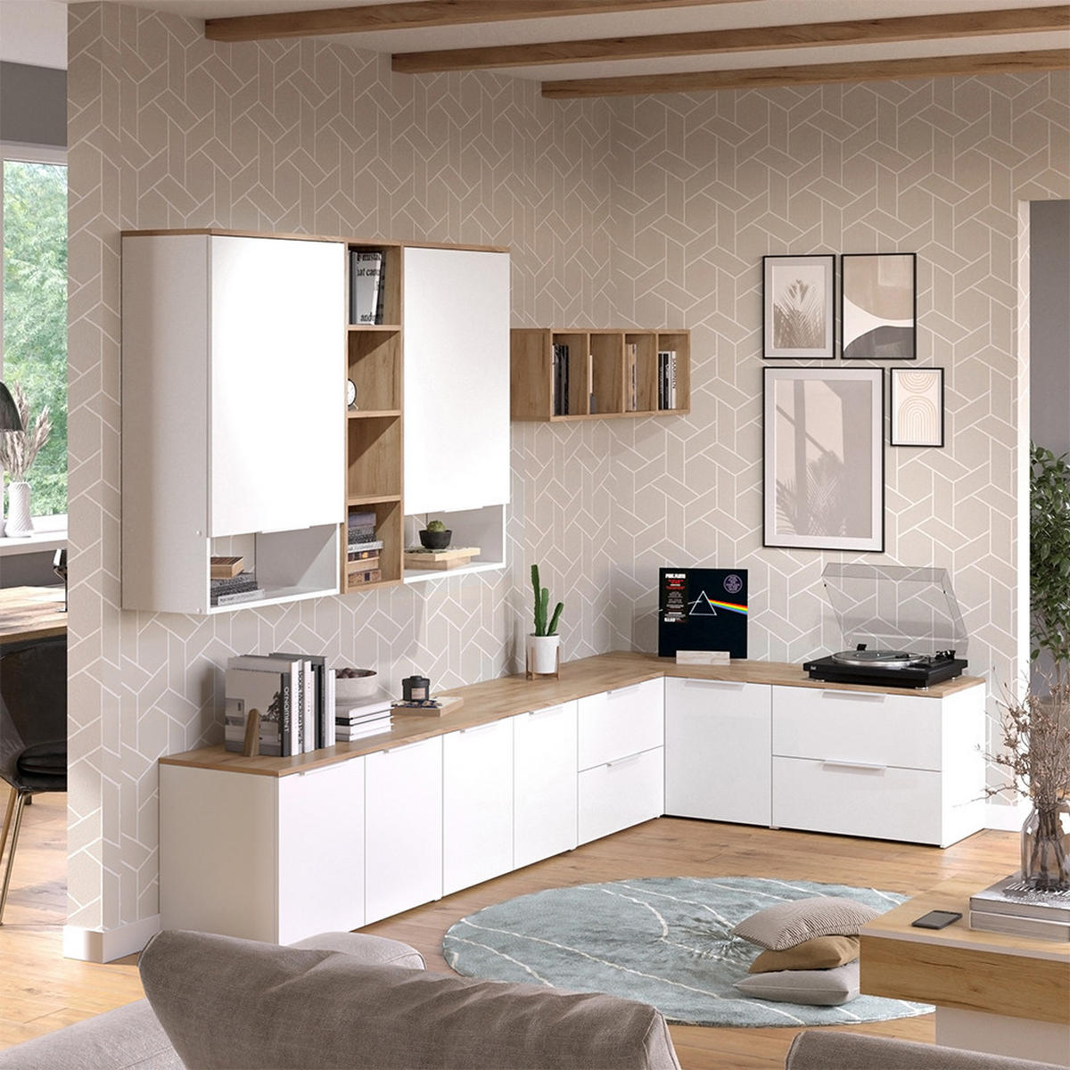 ŽIVÁ STĚNA Wido Bílá/Sonoma - bílá/Sonoma dub, kompozitní dřevo (80/50/40cm) - Vicco