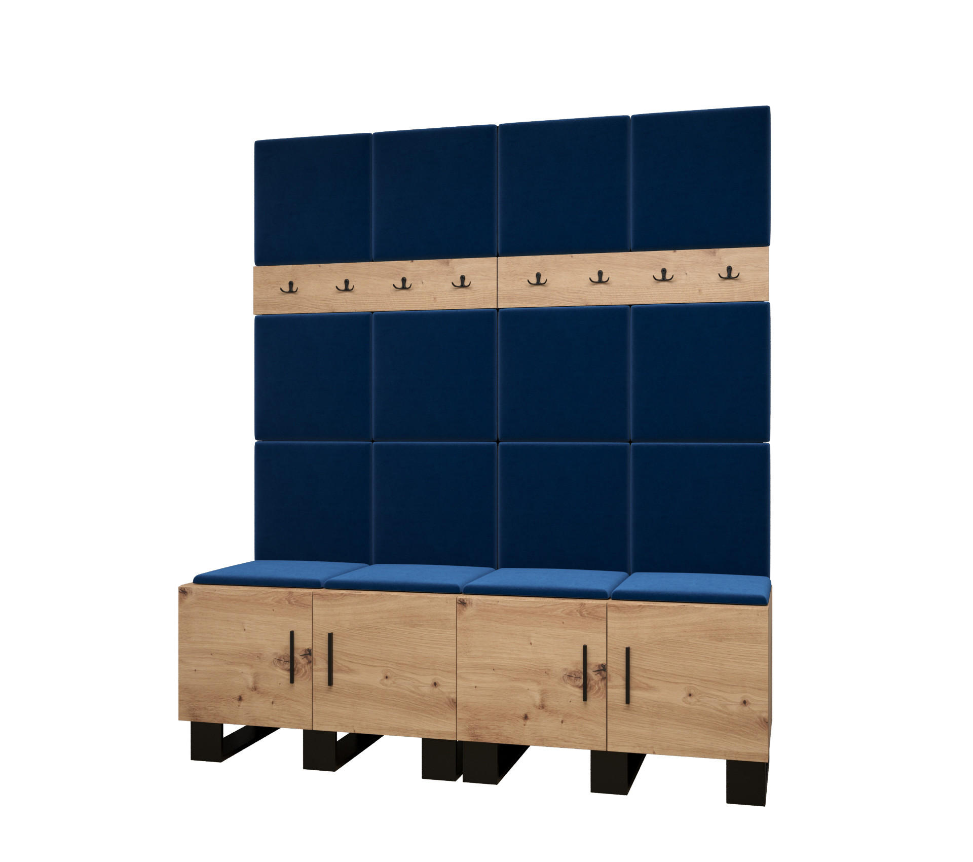 Abiks Möbel Garderoben-Set Eiche Artisan, Dunkelblau 168x196x45.6 cm