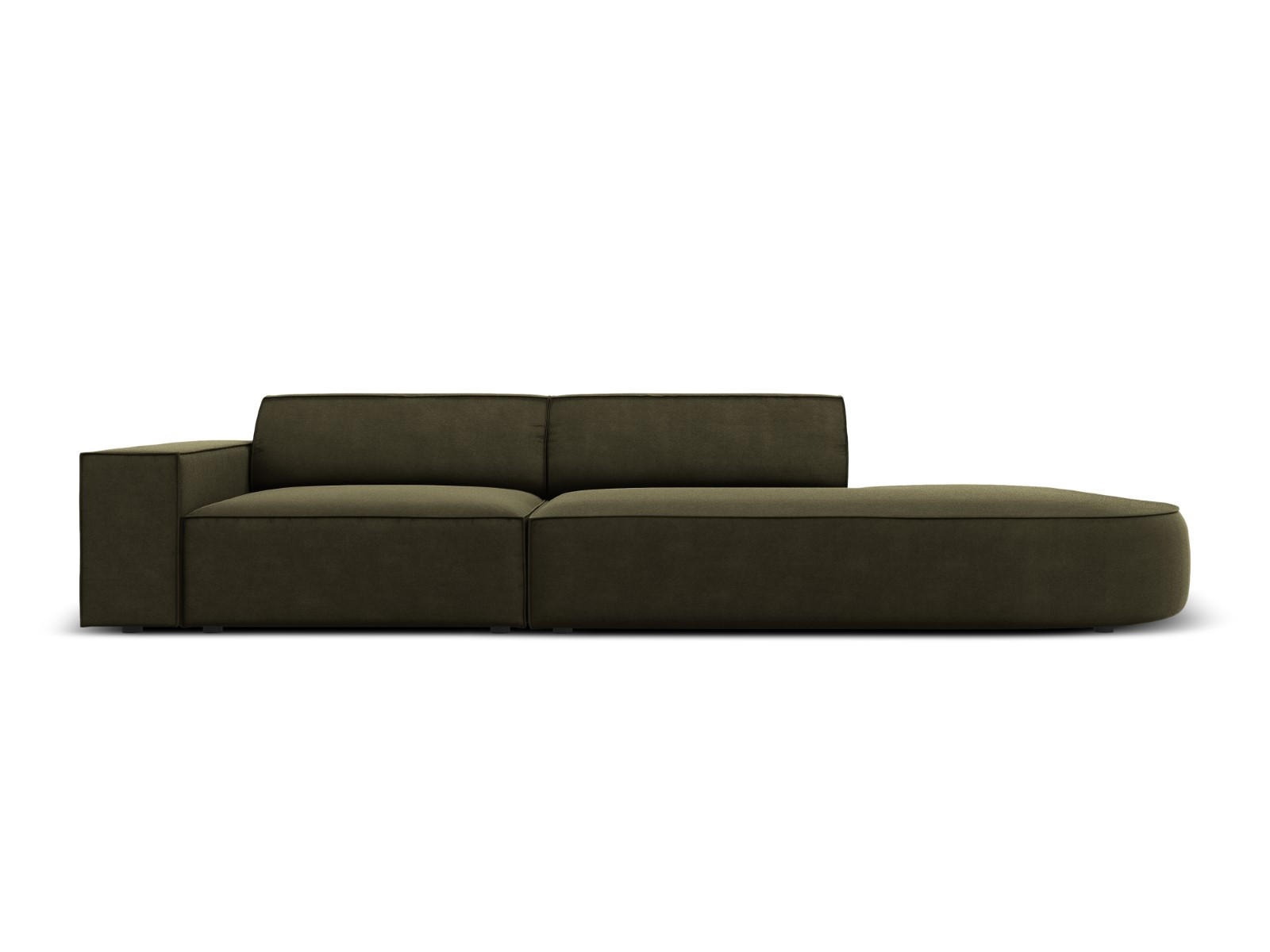 RECHTES-SOFA Jodie aus Samt grün 3 Sitzplätze - Grün, Textil (102/70/262cm) - Micadoni