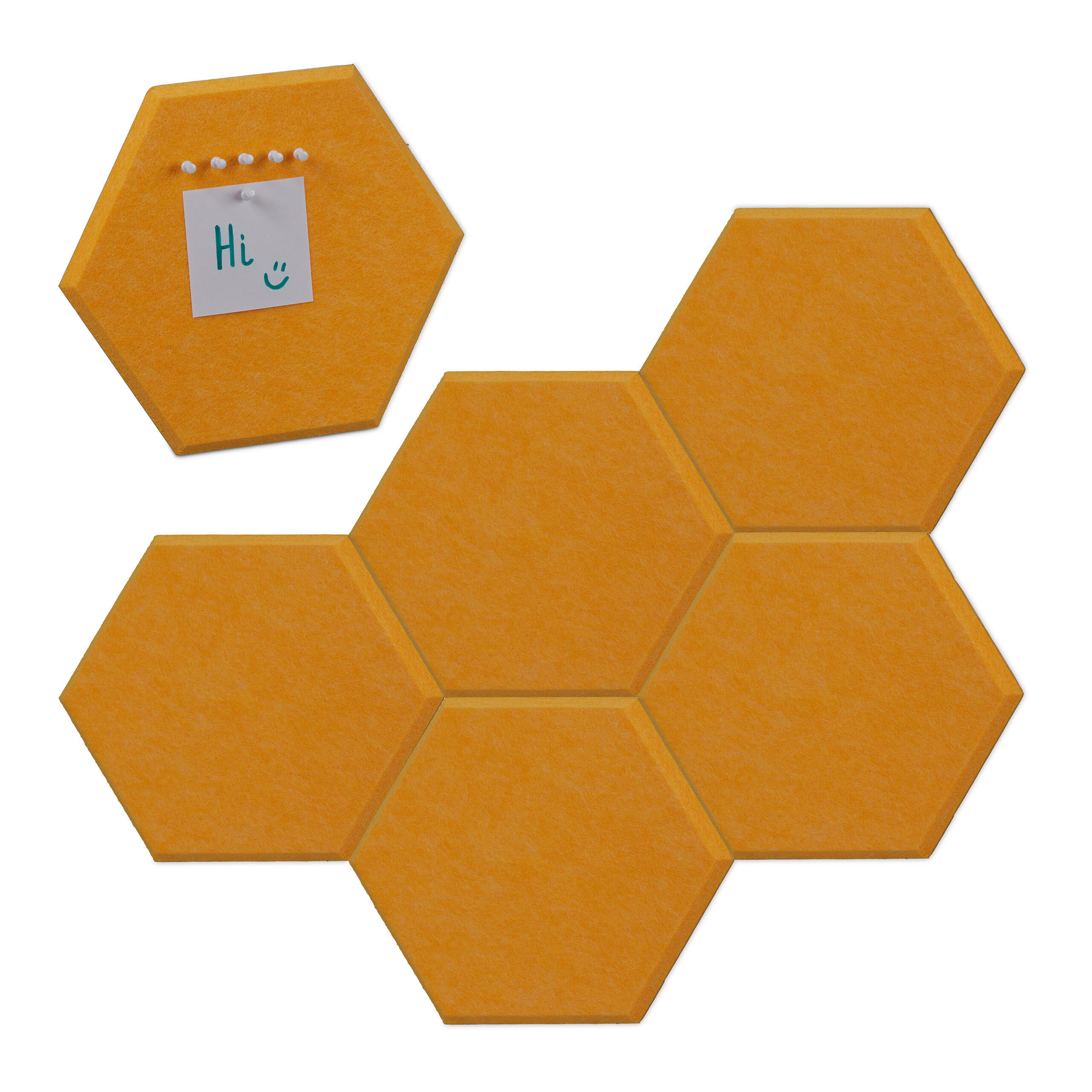 6xFILZPINNWAND - Gelb, Textil (30/26/0.9cm) - Relaxdays