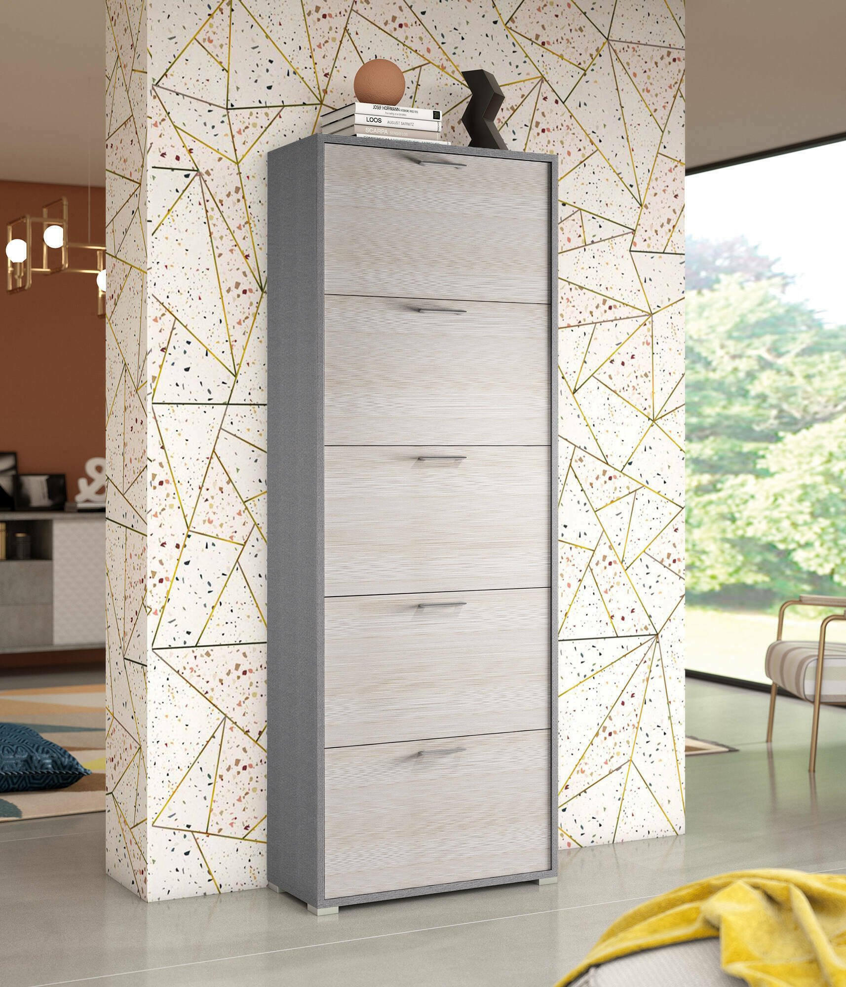 SCHUHSCHRANK Lärche 28/67/183 cm - Braun, Holzwerkstoff (67/183/28cm) - DMORA