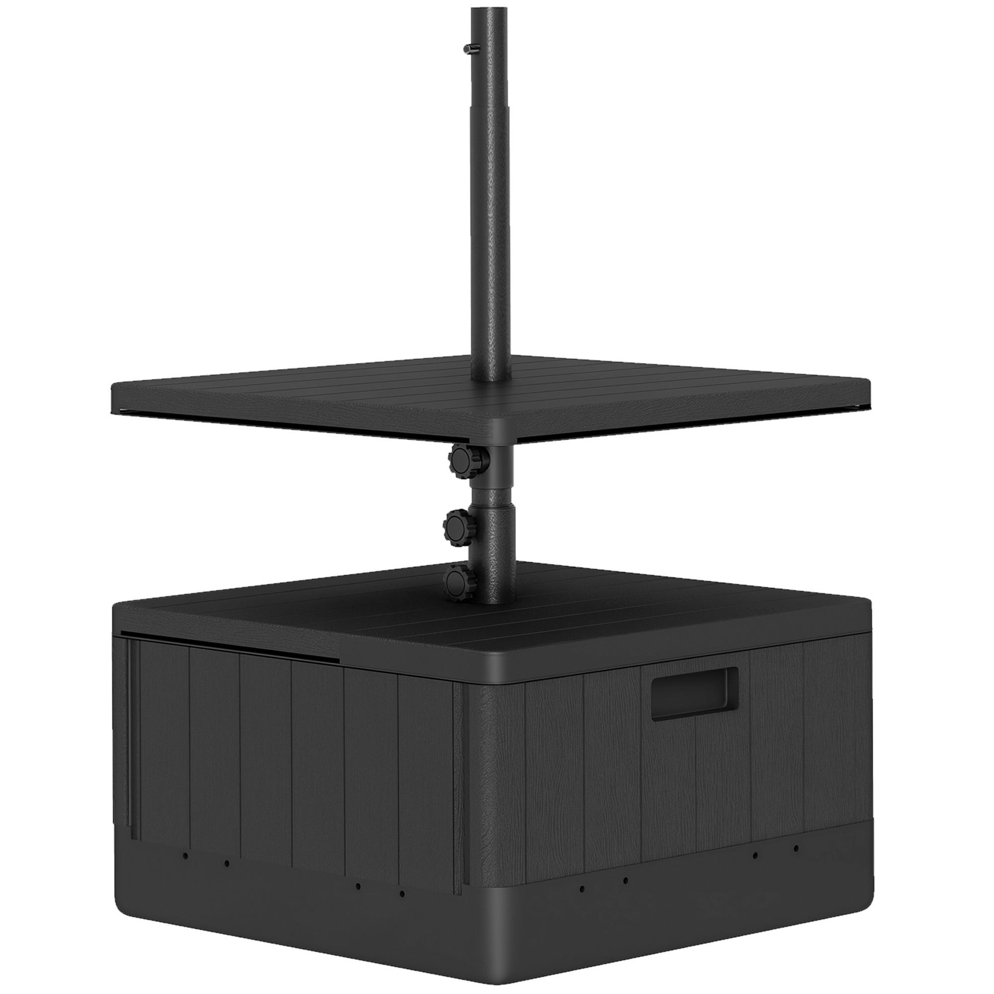 TERRASSENSCHIRMSTÄNDER DE-05508 Mit Tischplatte, befüllbar Schwarz - Schwarz, Metall (53/53cm) - ComfortXL