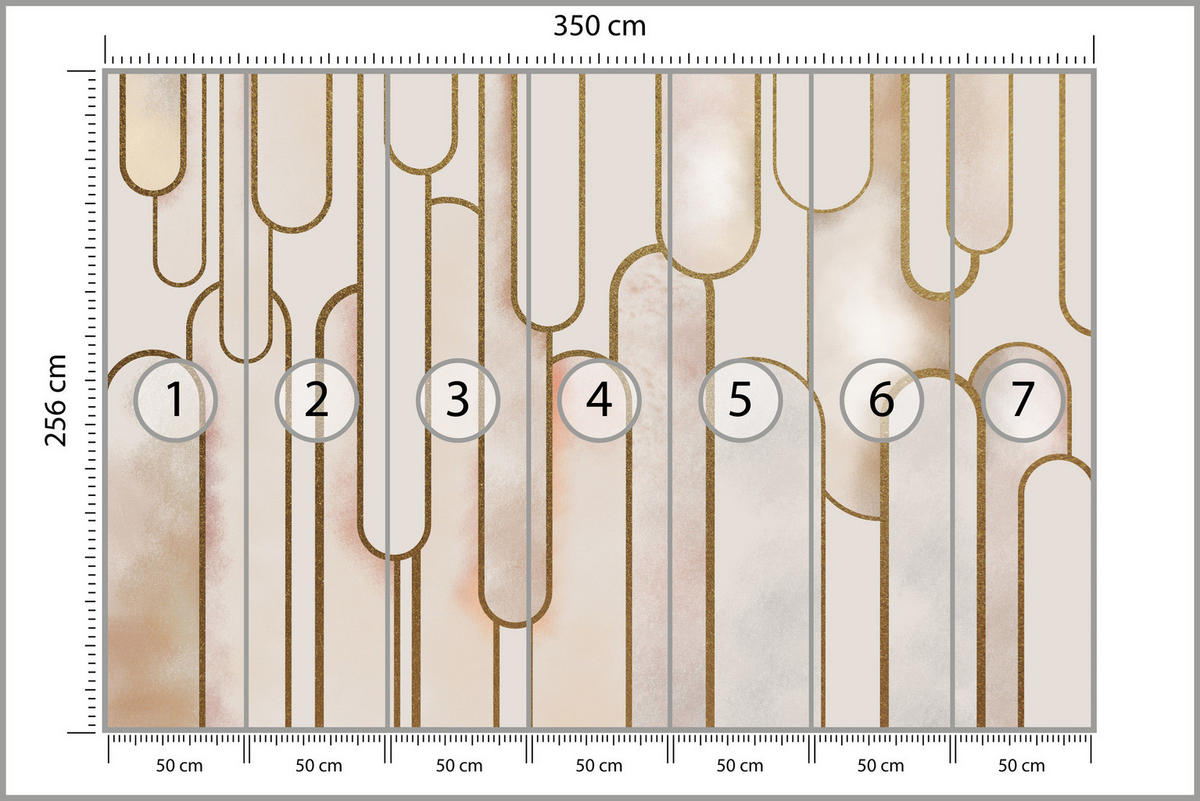 FOTOTAPETE für Wohnzimmer Abstraktion Art Deco 350x256 - Beige/Rosa, Papier (350/256cm) - Muralo