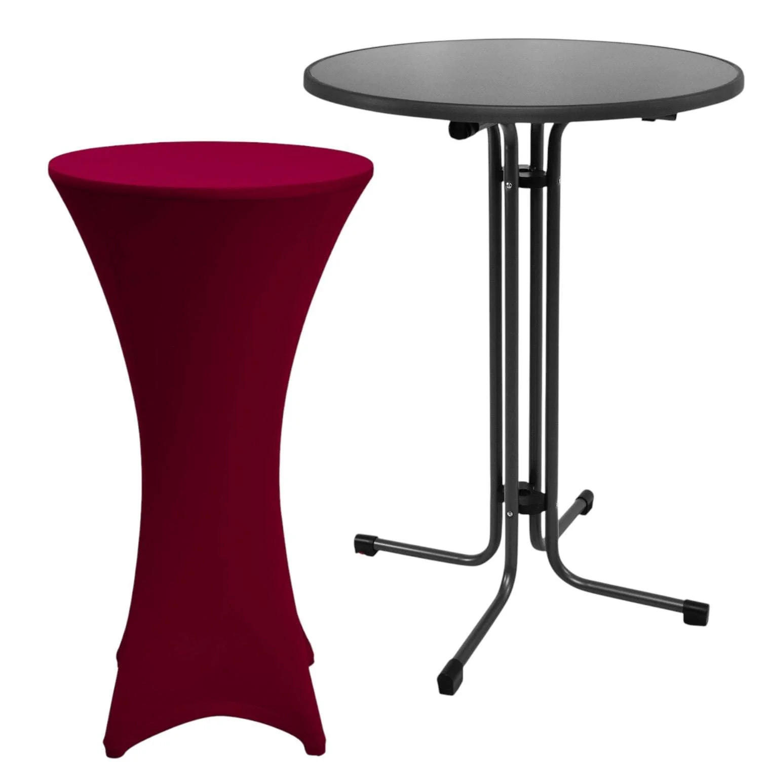 STEHTISCH Sylt Ø 80cm Grau mit Stella Stehtischhusse Ø 80cm Bordeaux - Bordeaux, Textil (80/80/110cm) - Beautissu 