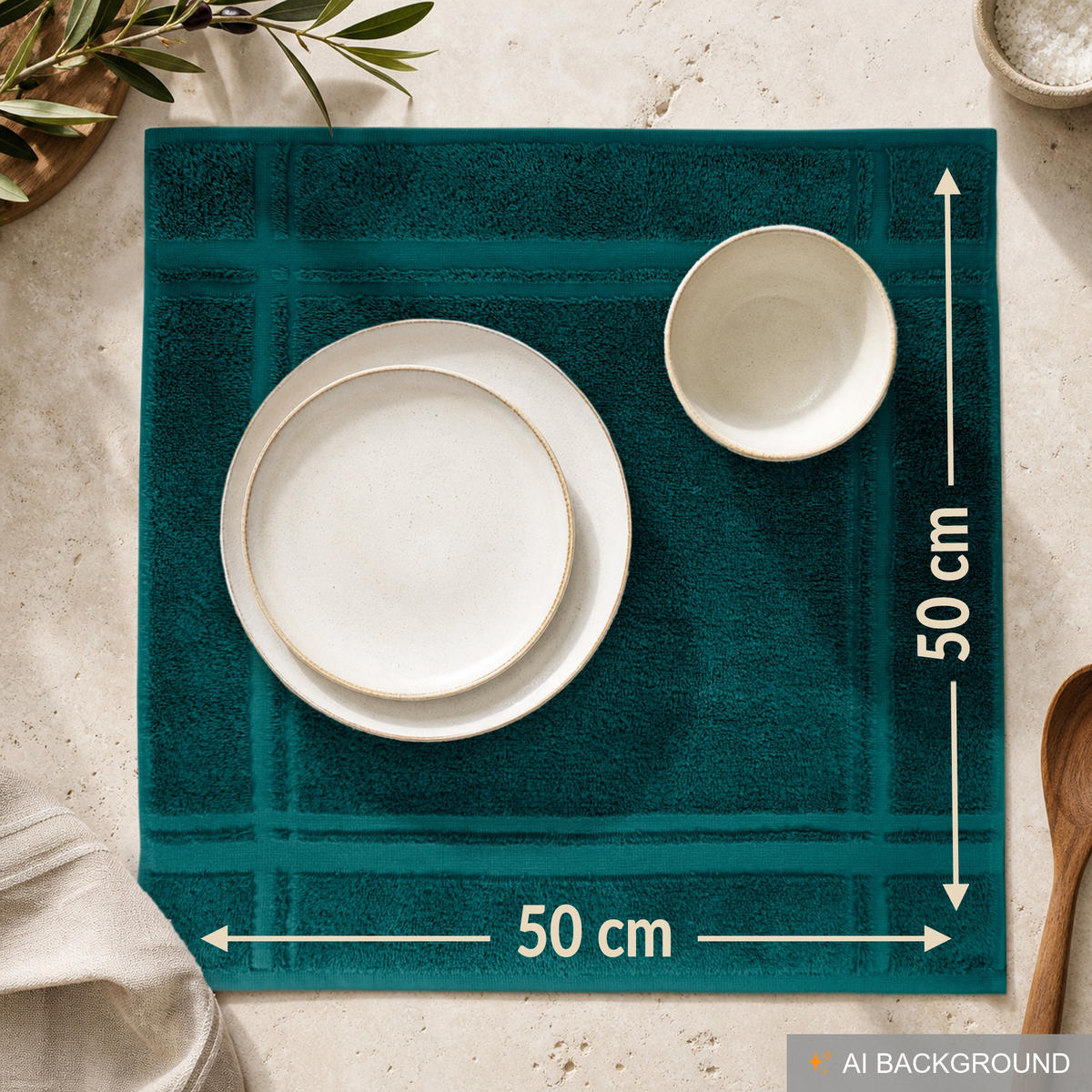 FROTTEE Küchenhandtücher 50x50 cm, 4er Set, Opal grün - Opal, Textil (50/50cm) - Lashuma