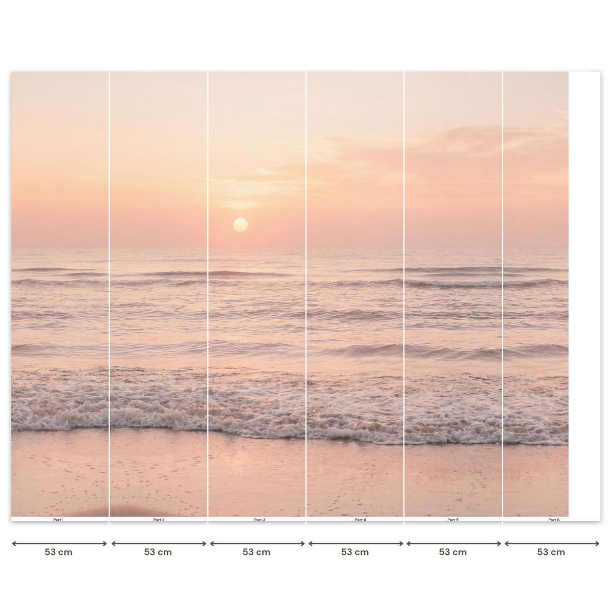 TAPETE - Sonne - Strand - Rosa - 300x240 cm - Hellrosa, Papier (300/240cm) - OnlyWow