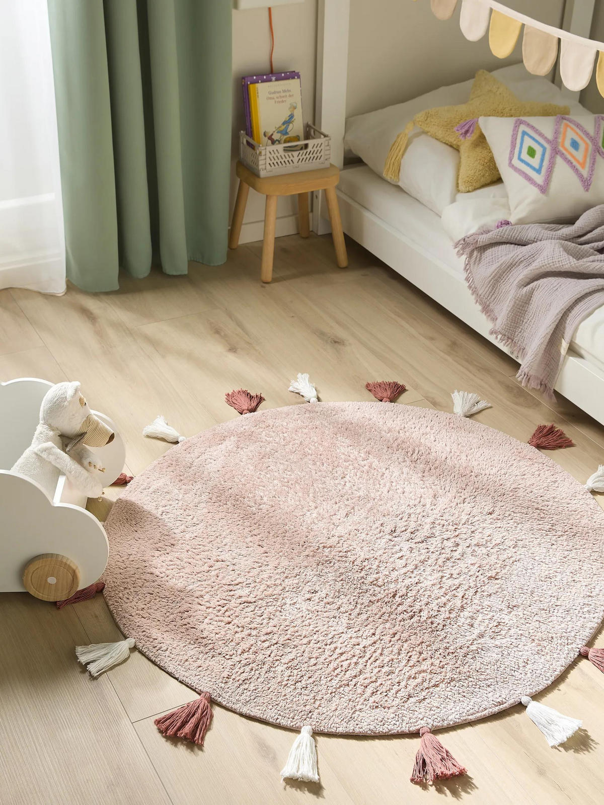 PRALNA otroška preproga Malu roza ø 100 cm okrogla - roza, tekstil/naravni materiali (100/100cm) - Lytte