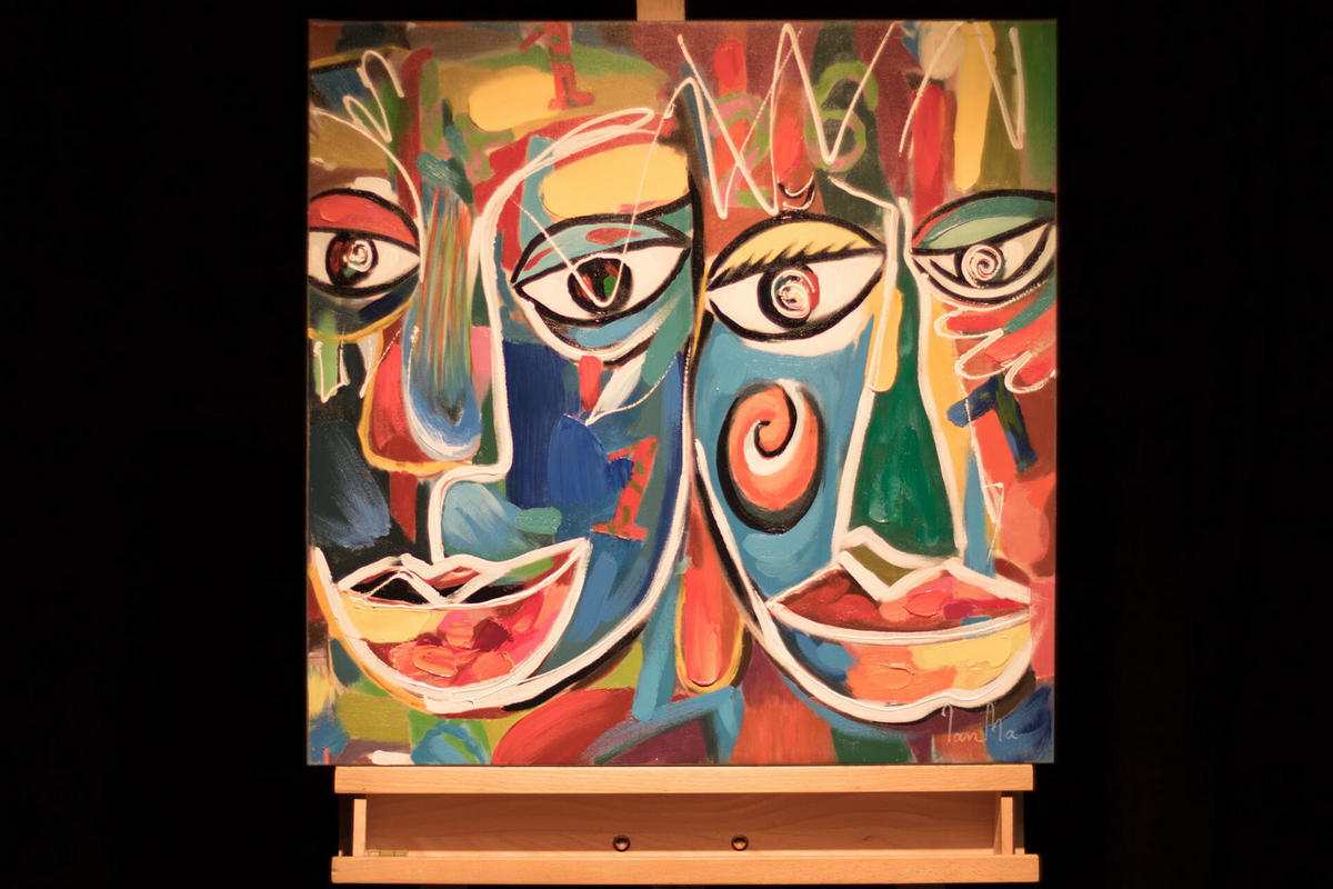 OLEJOMAĽBA 60/60 cm, Zvieratá - biela, drevo/textil (60/60cm) - KUNSTLOFT