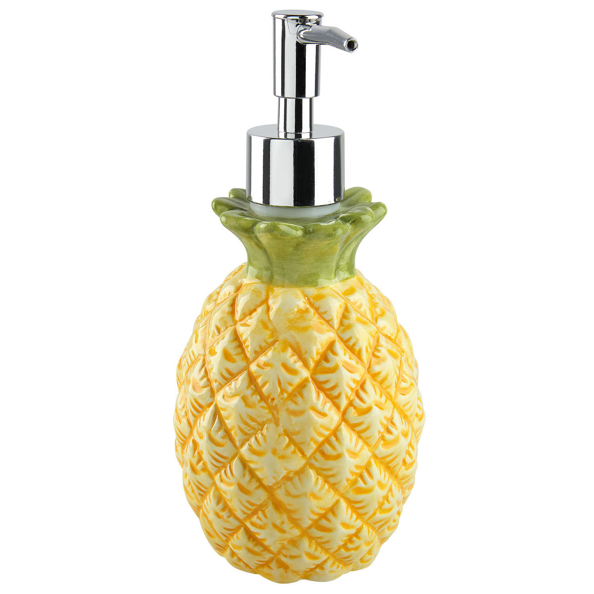 BADEZIMMER Set 4-teilig Keramik Ananasmotiv gelb Maicao - Gelb/Grün, Stein (10/20/10cm) - Beliani