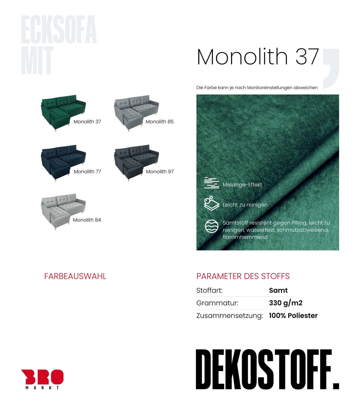 ECKSOFA Fado mit Schlaffunktion Grün Samtstoff - Grün, Textil (210/141cm) - Bromarkt