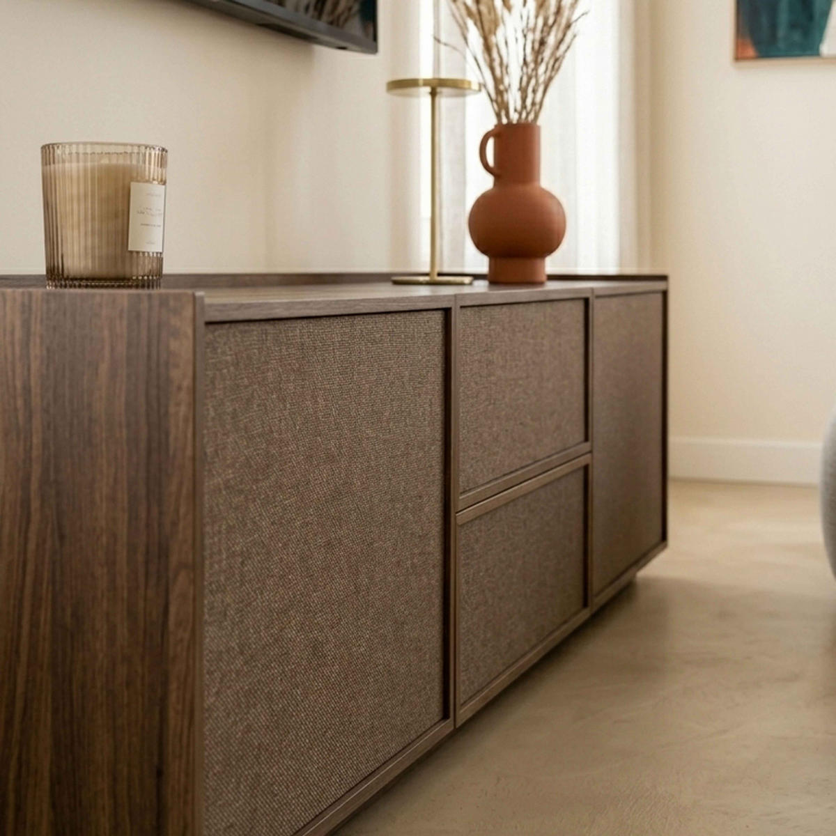 TV-MÖBEL, dunkle Holzoptik - Braun, Holz (150/40/40cm) - Oviala