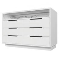 KOMMODE DE-38272 120/40/85 cm mit LED-Beleuchtung und 6 Schubladen Weiß - Weiß, Holzwerkstoff (120/85/40cm) - ComfortXL