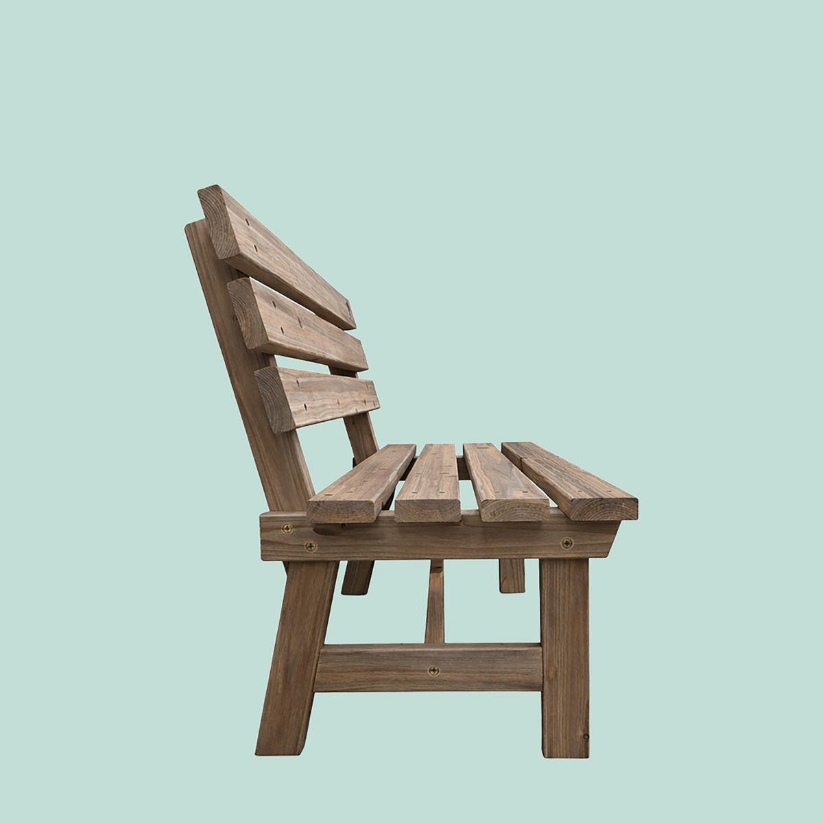 KLOP rjava jelov les z naslonjalom za 2 osebi - rjava, les (116/80/56cm) - Relaxdays