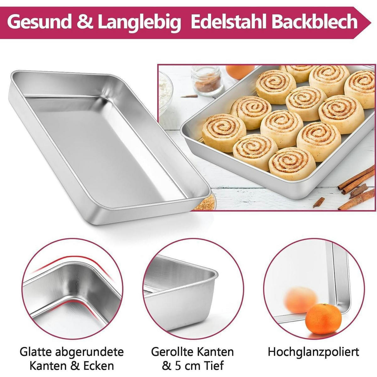 BACKBLECH mit Deckel 31,6 x 24,7 x 4,8 cm - Silberfarben, Metall (24.7/4.8/31.6cm)