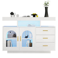 SIDEBOARD 120/40/80 cm mit 2 Türen, 3 Schubladen & LED in Weiß Hochglanz - Weiß, Holzwerkstoff (120/80/40cm) - BEAOK