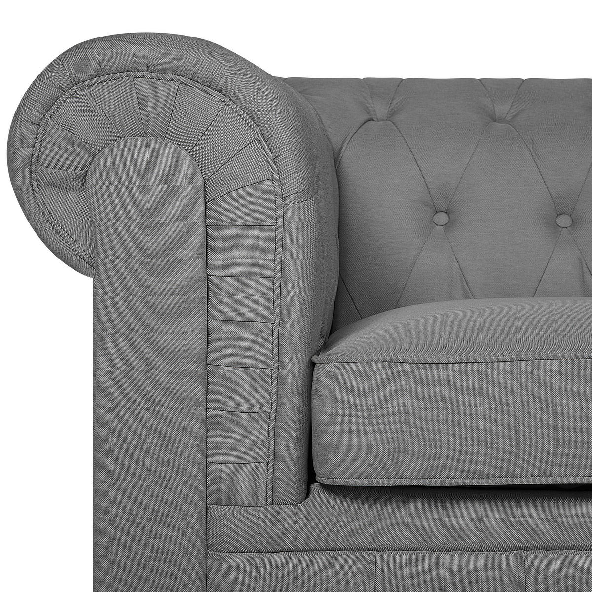 SESSEL Polsterbezug hellgrau Chesterfield - Dunkelbraun/Grau, Textil (112/79/85cm) - Beliani
