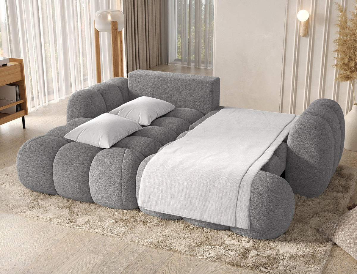 ECKSOFA COVELION L-Form – Schlaffunktion, Bettkasten, Wellenfederung, HR-Kaltschaum, inkl. Kissen, moderner Wohnkomfort - Anthrazit, Kunststoff (260/167cm) - Wohnideebilder