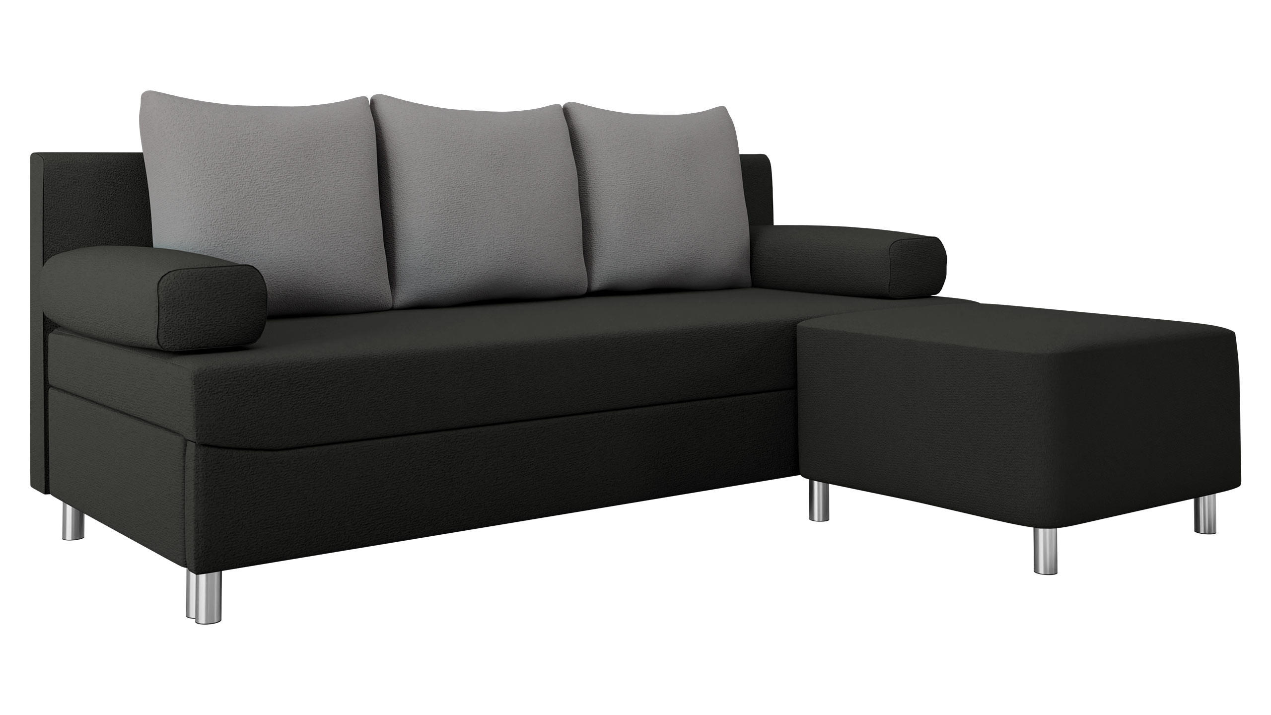 SCHLAFSOFA Dover mit Polsterhocker - Chromfarben/Schwarz, Holz/Kunststoff (192/80cm) - MIRJAN24