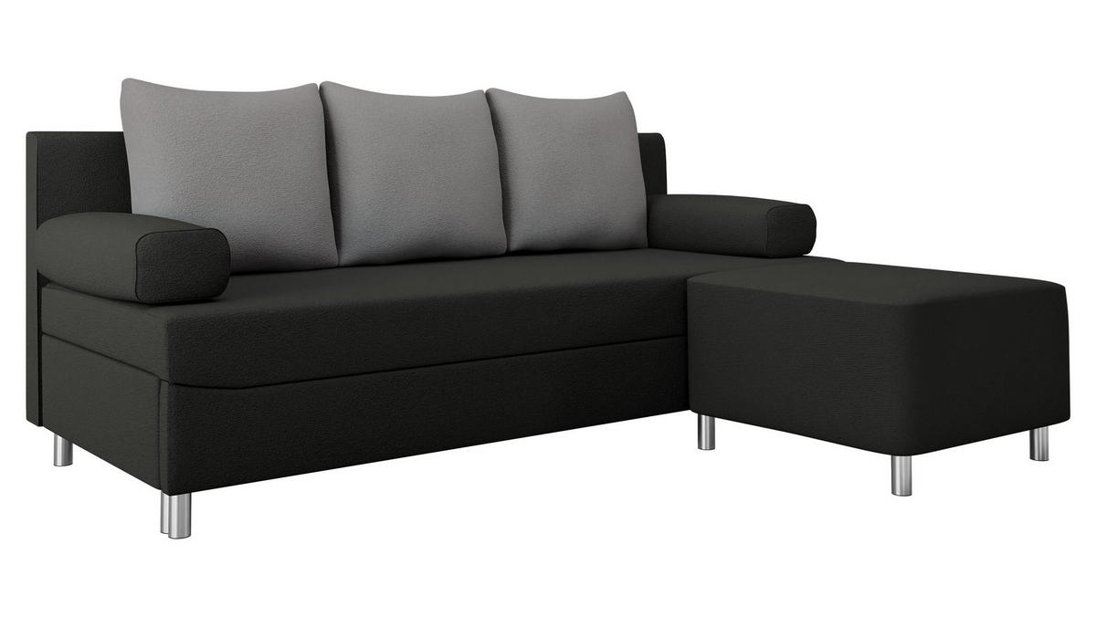 SCHLAFSOFA Dover mit Polsterhocker - Chromfarben/Schwarz, Holz/Kunststoff (192/80cm) - MIRJAN24
