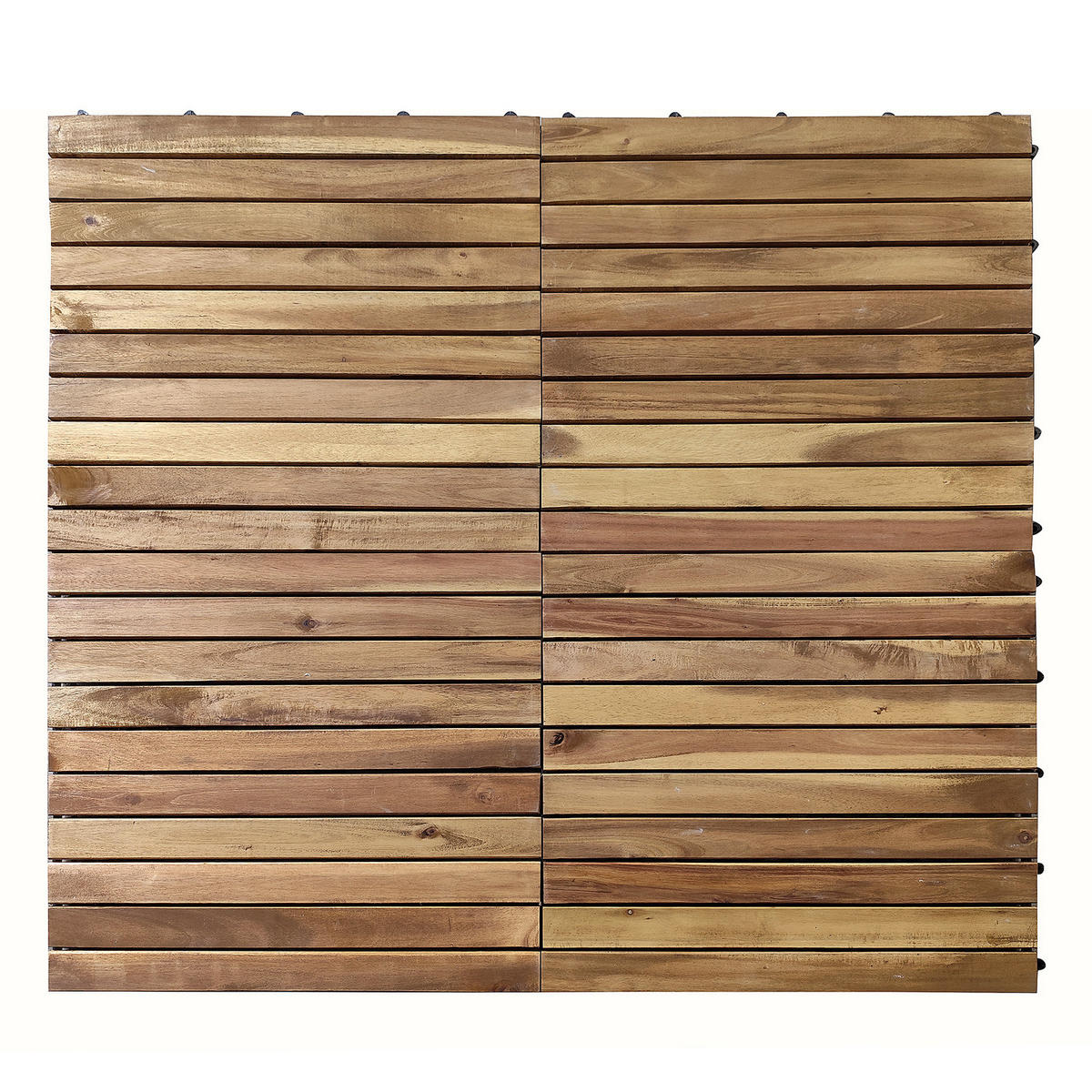 TERRASSENFLIESE - 6er Set - 50x50 cm - Akazie massiv / Polypropylene - Braun - Akaziefarben, Holz/Kunststoff (50/50/2.4cm) - home24